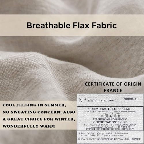 100% French Flax Linen Duvet Cover Set with Embroidery - King Size