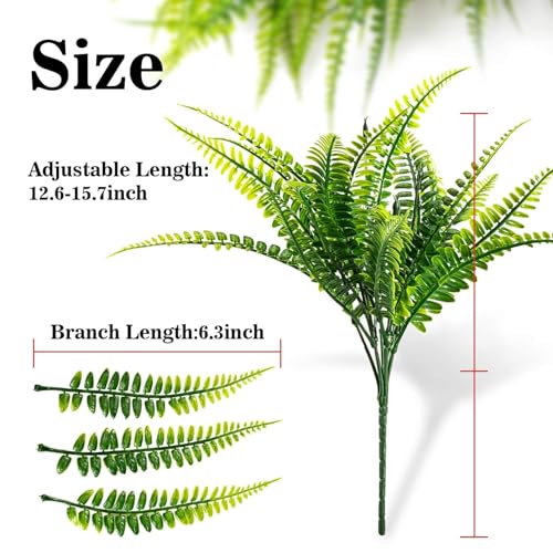 10PCS Artificial Boston Fern Stems - Realistic Faux Greenery for Decor