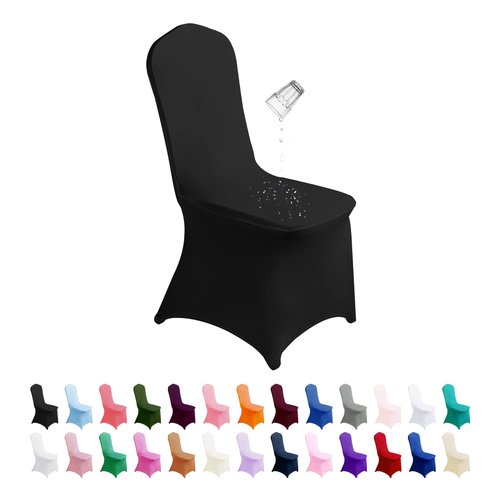 SuperO Waterproof Spandex Chair Cover 25PCS, Stretch Dining Chair Covers, Polyester Outdoor Chair Covers, Protector Stretch Chair Cover for Party Universal, Banquet, Wedding Event, Hotel(Black)