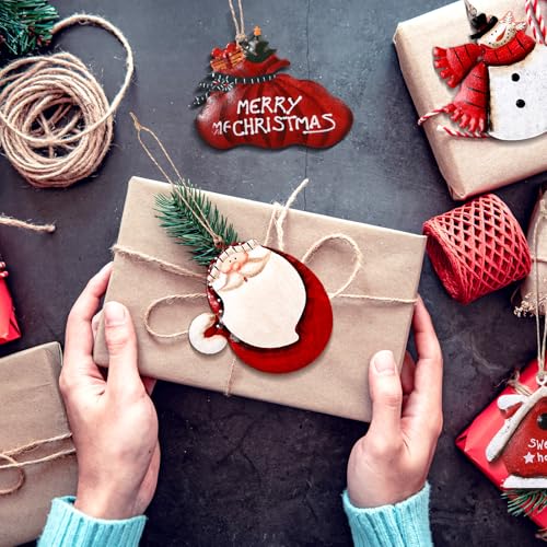 WILLBOND Santa Christmas Tin Ornament - 8 Pack Holiday Decorations