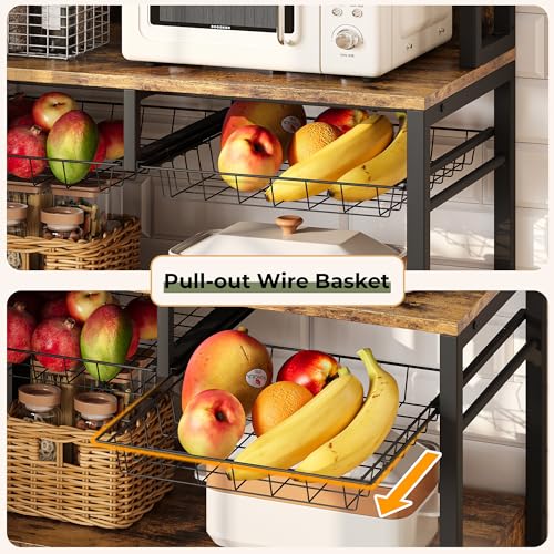 6-Tier Corner Bakers Rack with Power Outlet and Storage Cabinet