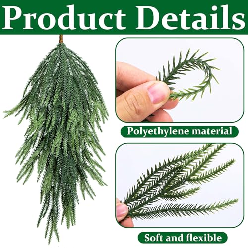 28-Inch Faux Norfolk Pine Christmas Teardrop Door Swags - Set of 2