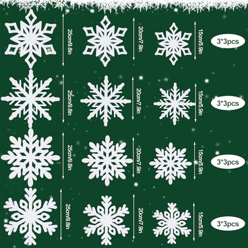 36 Pack Christmas Hanging Snowflakes Decorations - 3D Paper Ornaments for Holiday & Winter Decor