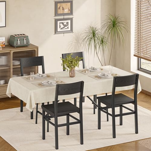 MECHYIN Black Dining Chairs Set of 4 - Farmhouse Kitchen Room Chairs, Sturdy & Ergonomic
