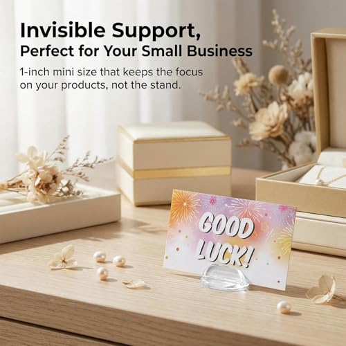30 Pack Translucent Card Stands - Durable Acrylic Display Holders
