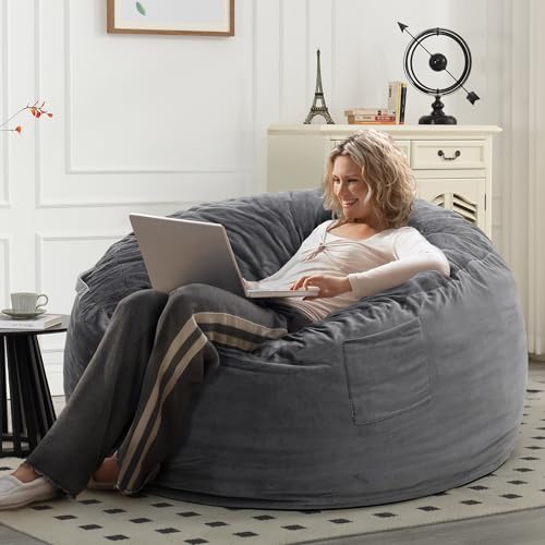4FT Memory Foam Bean Bag Chair - Large Washable Dutch Velvet Lounger
