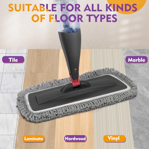 Spray Mop for Hardwood & Tile Floor Cleaning - 800ml Bottle & 3 Pads