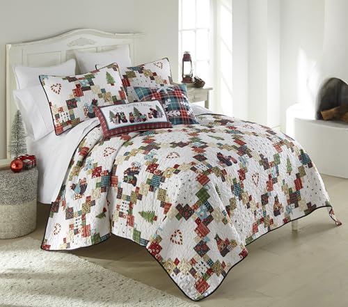 Donna Sharp Holiday Love Twin Quilt Set with Pillow Sham - Christmas Bedding