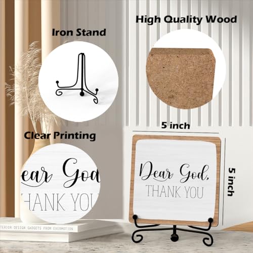 5-Inch Wooden Plaque with Metal Stand - Farmhouse Home Office Desk Decor