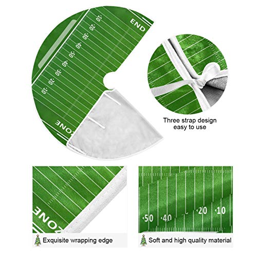American Football Field Christmas Tree Skirt - 35.4 Inch Soft Polyester