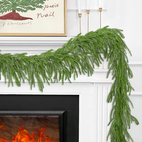 2Pcs 6 ft Norfolk Pine Garland for Mantel & Holiday Decor - VICAMB 6FT / 2