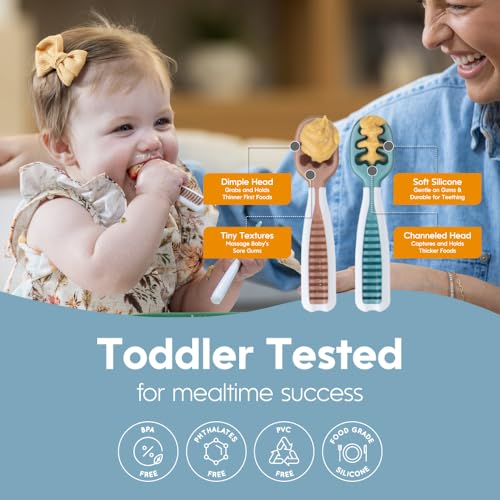 Baby Feeding Training Spoons 3-Pack Stage 1 and Stage 2 Neutrals