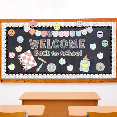 94-Piece Welcome Back to School Bulletin Board Set, Checkered Classroom Decor