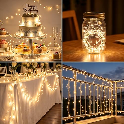 2-Pack Battery Operated Warm White LED Fairy Lights with Remote (33ft)