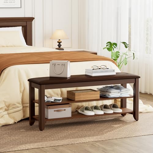 Solid Wood Shoe Storage Bench with Flip-Top Compartment, 39.4-Inch
