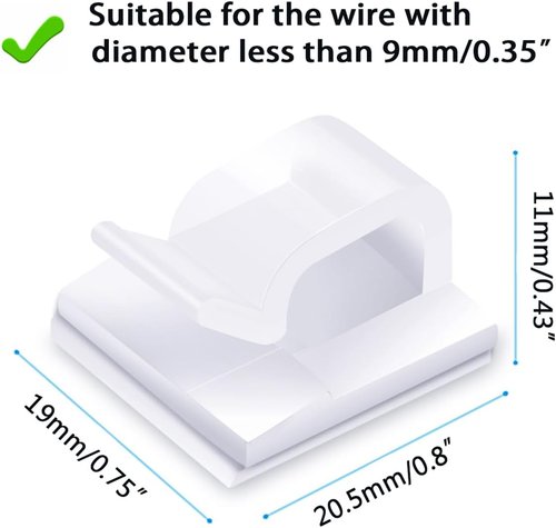 KGROTE Cable Clips - 60PCS Adhesive Wire Organizers for Desk & Wall - Large, Clear for Outdoor Use