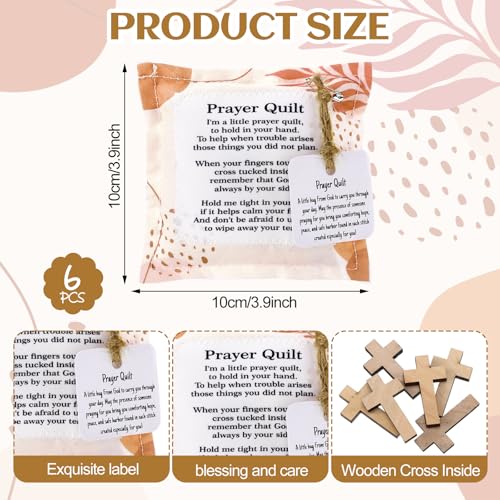 Mini Prayer Quilt Set - 6 Pocket Squares with Cross & Scripture