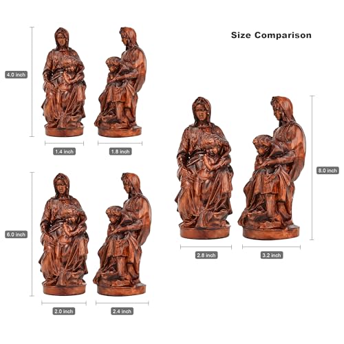 6 Inch Virgin Mary and Jesus Wooden Statue, Catholic Religious Figurine for Home & Christmas Decor