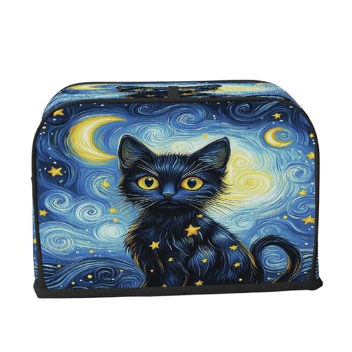 2-Slice Toaster Cover Waterproof Dust Protector with Cat Moon Print