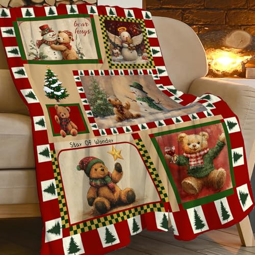 Olivine Christmas Snowman Fleece Throw Blanket 40x50 Inches - Winter Cozy Bedding for Sofa & Bed