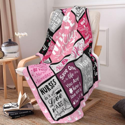 Nurse Gifts Throw Blanket 80x60 Inches for Nurses Appreciation Nurse's Day Graduation Christmas IDOUBEL