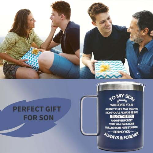 CHIUTUUY 14 oz Personalized Stainless Steel Tumbler for Son – Double Wall Insulated Mug with Lid & Straw