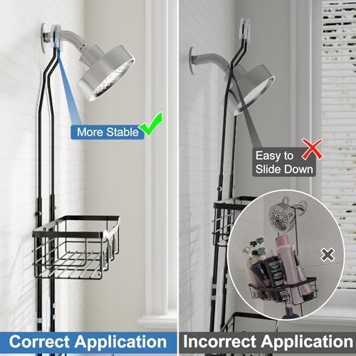Joqixon Extended Length Shower Caddy Organizer with Hooks, Rustproof Stainless Steel Hanging Shampoo and Soap Holder