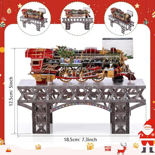 Teling Christmas Train Pop-up Card with Envelope - Vintage Steam Locomotive, Festive Keepsake, Model Rail Fan Gift - Christmas Train Variation