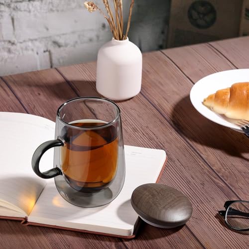 Glastal Black Tea Infuser Mug 14.5oz Double-Walled Glass with Handle - Type 2