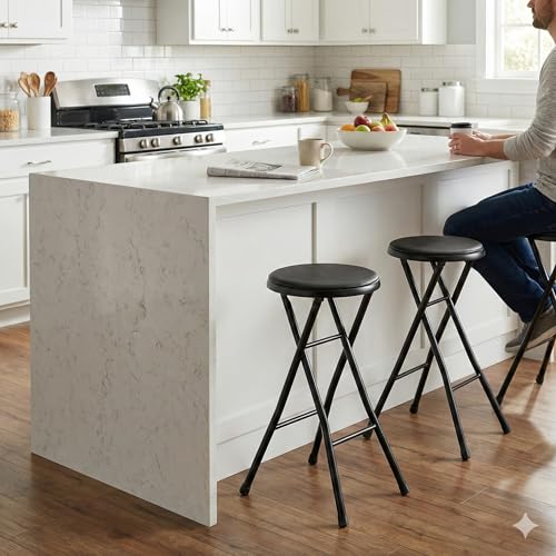 24-Inch Folding Stool with Padded Seat, Portable Collapsible Chair
