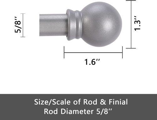 GXOACKJ Silver Curtain Rods - Heavy Duty 5/8 Inch Metal Set for Windows 32 to 48 Inch | 2 Pack with Brackets