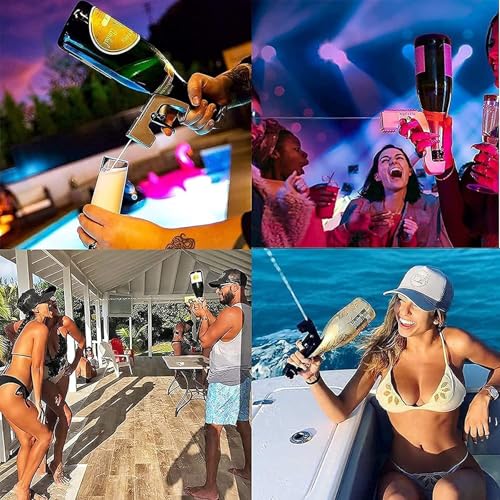 UPOFI Gold Champagne Gun for Parties - Reusable Plastic Beer & Sprayer with Adjustable Stopper