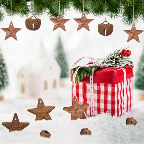 90-Piece Rustic Metal Barn Star and Jingle Bell Set for DIY Crafts