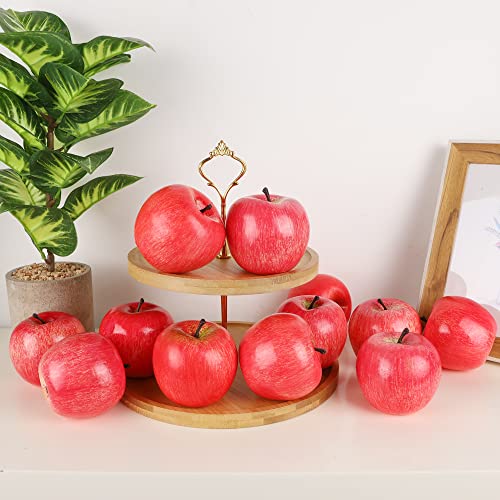 Set of 12 Realistic Artificial Red Apples for Home Decor