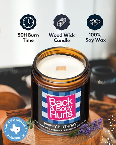 Funny Birthday Candle - Lavender & Sage Soy Wood Wick Candle, 9 oz