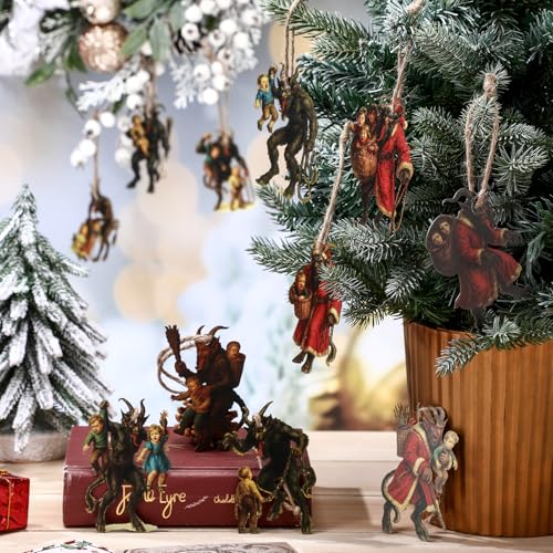 Set of 12 Krampus Christmas Ornaments Metal Holiday Decorations