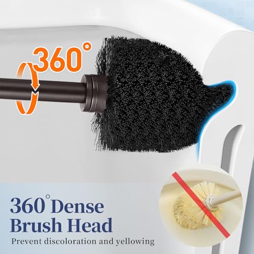 Toilet Brush and Holder Set (2 Pack) - Deep Cleaning Bathroom Scrubber, Bronze