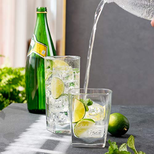 Le'raze 8-Piece Glass Set - Tall Highball & Short Old Fashioned Drinking Glasses