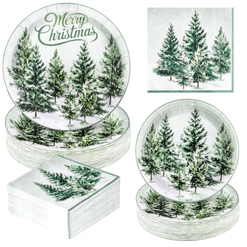 Christmas Disposable Paper Plates & Napkins Set - Heavy Duty Holiday Partyware
