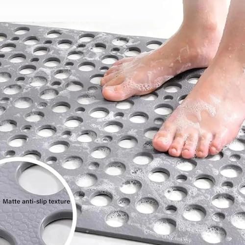 Non-Slip Shower Mat, 28" x 15" Rectangular Bath Mat with Suction Cups