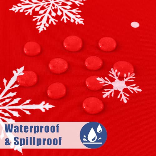 Moosfor 2 Pack 6FT Rectangular Elastic Christmas Tablecloths White & Red 72x30