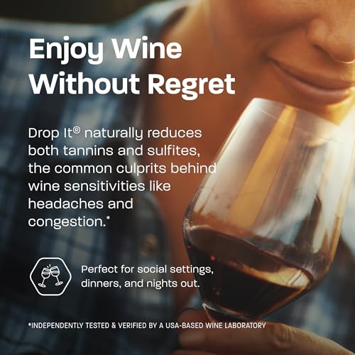 Natural Wine Drops Sulfite & Tannin Remover for Red & White Wine (2 Pack)