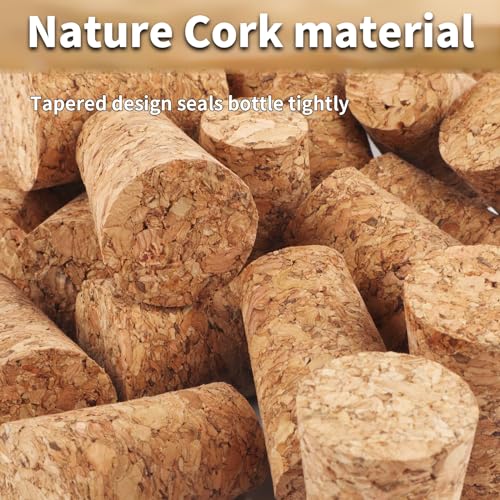 20 Pack Wooden Wine Corks - Leakproof Tapered Bottle Stoppers