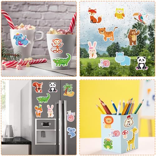 Jungle Animals Window Clings - 21 PCS Reusable Gel Stickers for Kids