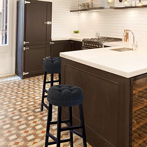 12-Inch Round Bar Stool Cushion with Anti-Skid Silicone Backing, Black