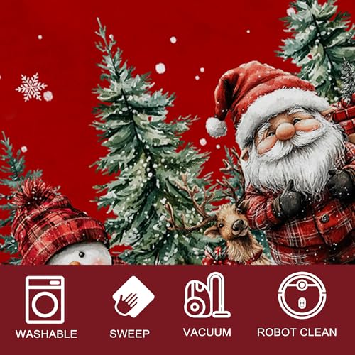 2'x3' Red Santa Christmas Door Mat - Snowman Holiday Rug, Non-Slip Entryway Mat