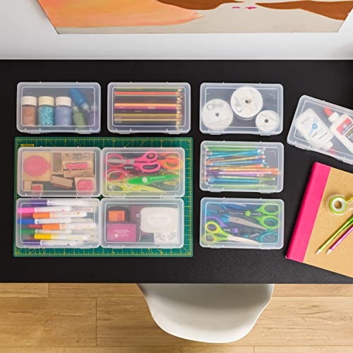 Clear Plastic Storage Box Organizers with Snap Lids 10-Pack Medium