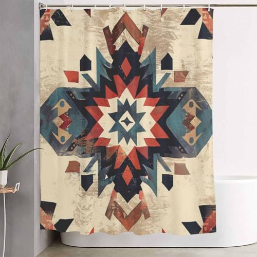 Southwestern 4-Piece Bathroom Set with Shower Curtain & Bath Rugs