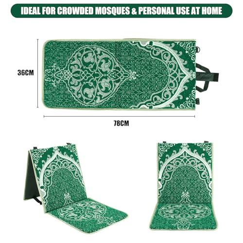 Foldable Prayer Mat with Back Support - Portable Islamic Prayer Rug Set
