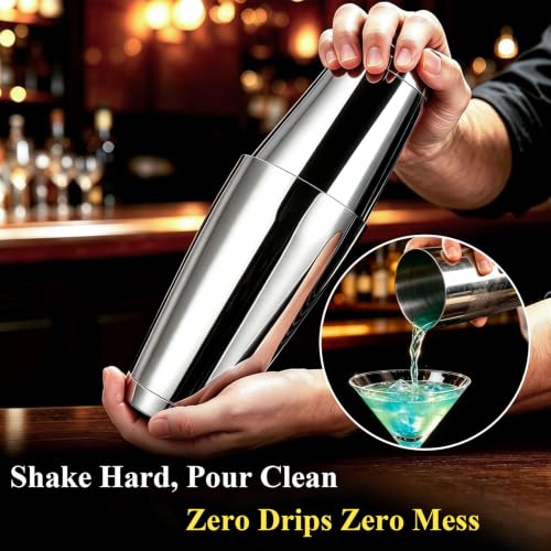 Pafusen Silver 2-Piece Cocktail Shaker Set - 18oz & 28oz Professional Bar Tools